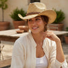 Woman Wearing Natural Jacaru  Straw Cowboy Hat 
