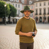 Man Wearing Chive Green Jacaru 1847 Outback Fedora