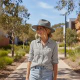 Woman Wearing Dark Grey Jacaru 1848 Trilby