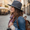 Woman Wearing Dark Grey Jacaru 1849 Wool Traveller