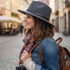 Woman Wearing Dark Grey Jacaru 1849 Wool Traveller
