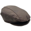 A Brown kangaroo leather driver's cap with visible stitching and a flat brim.