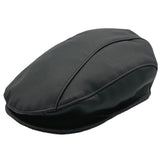 A Black kangaroo leather driver's cap with visible stitching and a flat brim.