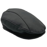 A Black kangaroo leather driver's cap with visible stitching and a flat brim.