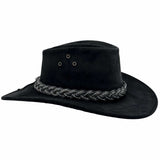 Black UPF 50+ suede hat with bovine leather band