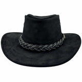 Black UPF 50+ suede hat with bovine leather band