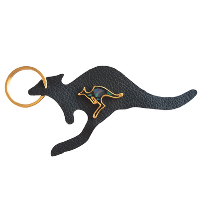 Jacaru 6419 Keyring Kangaroo Shape with Kangaroo opal