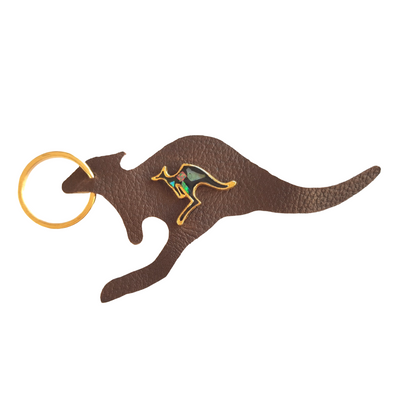 Jacaru 6419 Keyring Kangaroo Shape with Kangaroo opal