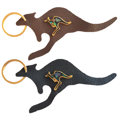 Jacaru 6419 Keyring Kangaroo Shape with Kangaroo opal