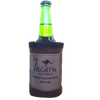 Jacaru can cooler holder with brown oilskin fabric design