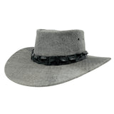 Stonewash Grey Jacaru 1134 Wild Roo Croc Digger Hat with decorative band on a white background