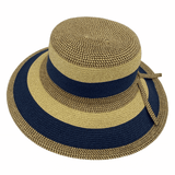 navy Jacaru 1752 Striped Wide Brim Hat