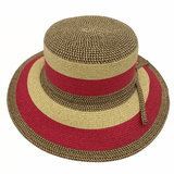 red Jacaru 1752 Striped Wide Brim Hat