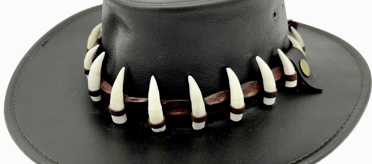 Jacaru 6570 Crocodile Leather Hatband with 11 Croc Teeth